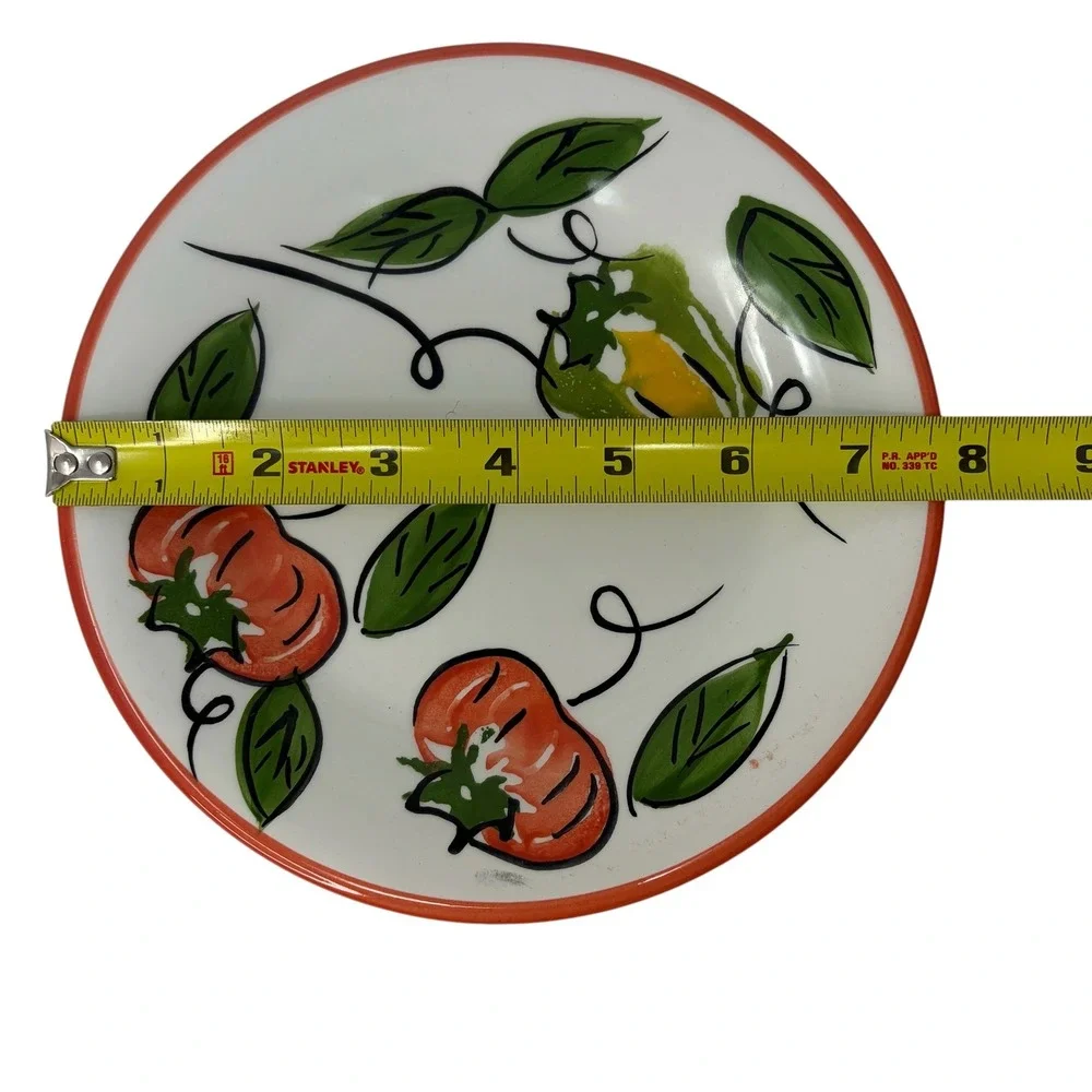 Vintage Pier 1 Italy Handpainted Tomato Pepper Salad Plates Set of 2 8.5